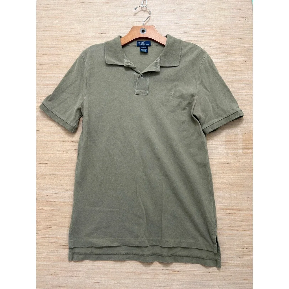 Polo‎ Ralph Lauren Boys L 14-16 Olive Green Pique Short Sleeve Polo Shirt Logo